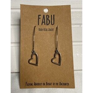 Fabu Heart Charm Earrings Silver Mixed Metal NWOT